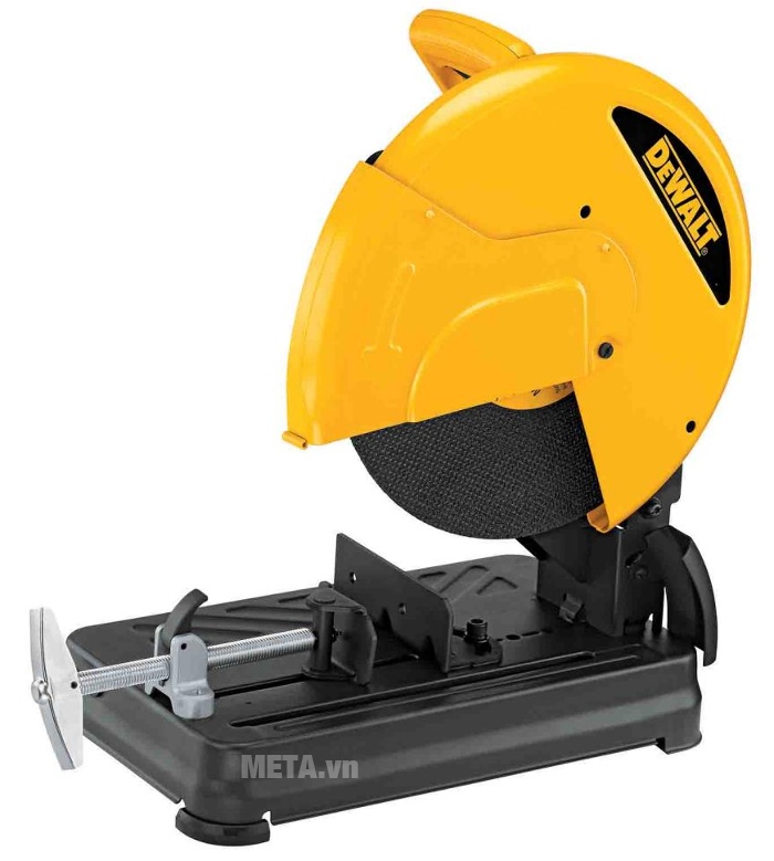 Máy cắt sắt DeWalt D28720 có tay cầm an toàn với nút bấm tiện lợi.