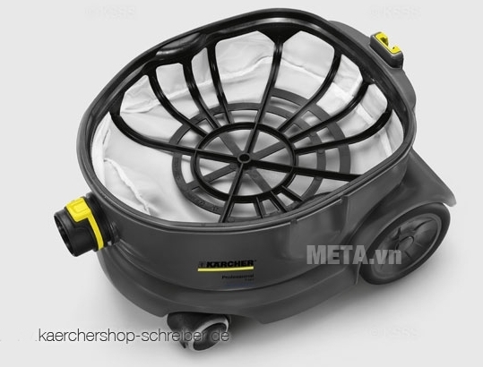 Máy hút bụi khô Karcher T12/1 dễ dàng vệ sinh bên trong thùng chứa bụi.