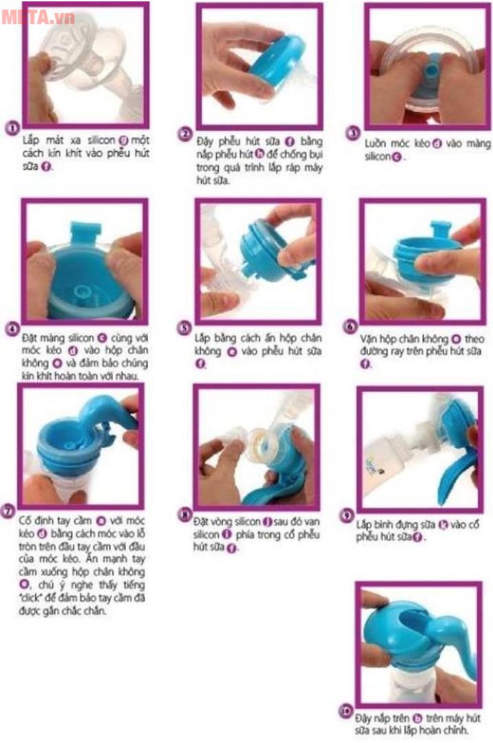 Máy hút sữa tay thông minh có mát xa silicone UP1637 hoạt động đơn giản.