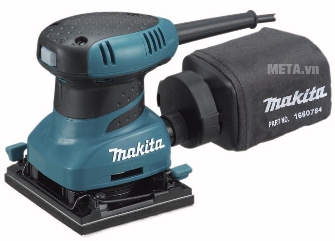 Máy chà nhám rung Makita BO4555 có màu xanh đen sang trọng.