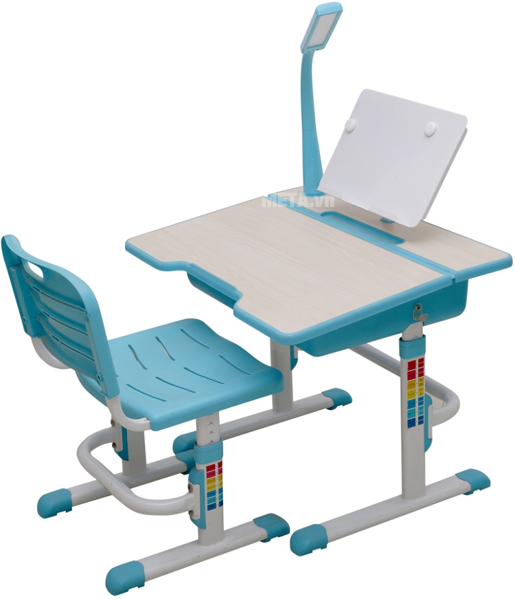 Bộ bàn học thông minh Best Desk Minuet - Xanh da trời với thiết kế mặt bàn rộng.