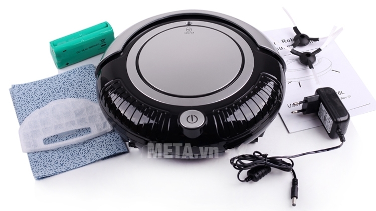 Robot hút bụi Lilin K6L (đen) có thể tháo chổi quét ra dễ dàng.