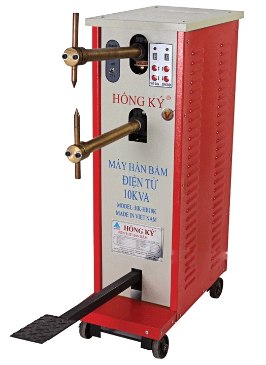 Máy hàn bấm Hồng Ký HK-HB10KB có 4 bánh xe giúp di chuyển dễ dàng