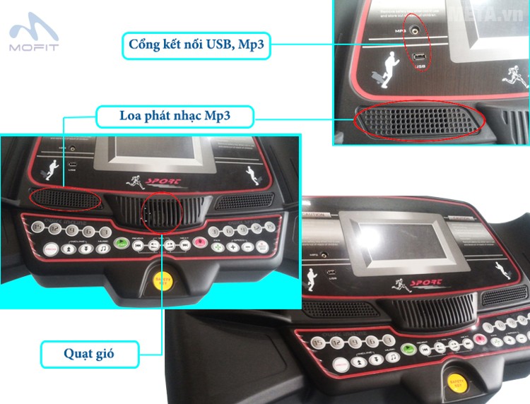 Máy chạy điện cỡ lớn MHT-5053 với bảng điều khiển màn hình sắc nét.