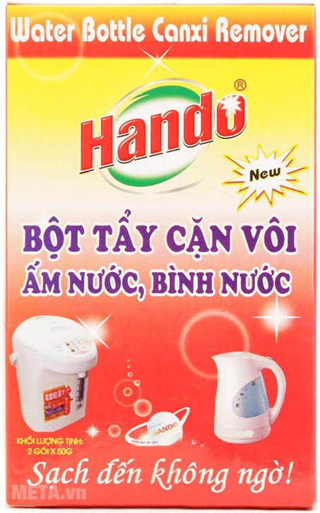 Bao bì của sản phẩm bột tẩy cặn canxi Hando có thể thay đổi tùy vào từng lô hàng nhập về.