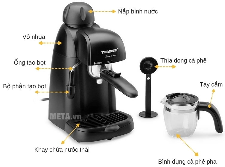 Cấu tạo của máy pha cà phê Tiross TS620