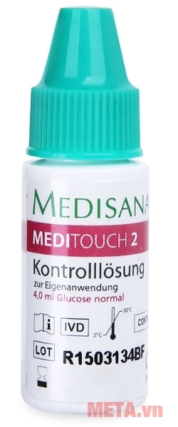 Lọ dung dịch chuẩn kiểm tra máy và que thử đi kèm với máy đo đường huyết Medisana Meditouch 2 