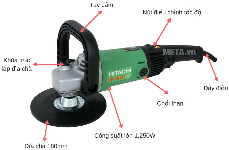 Cấu tạo của máy chà nhám đánh bóng Hitachi SP18VA