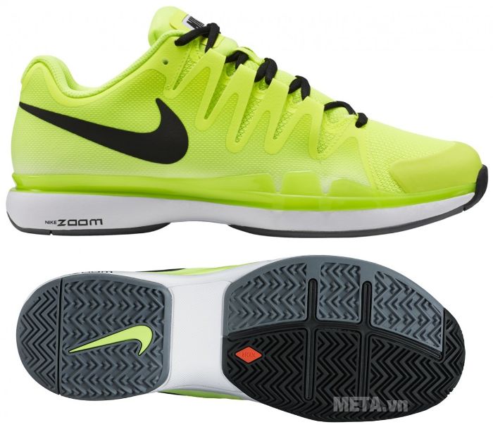 Giày tennis nam Nike Zoom Vapor 9.5 Tour Volt 631458-701 thiết kế nhiều rãnh ở đế giày