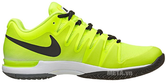 Giày tennis nam Nike Zoom Vapor 9.5 Tour Volt 631458-701 có logo Nike màu đen trên thân giày