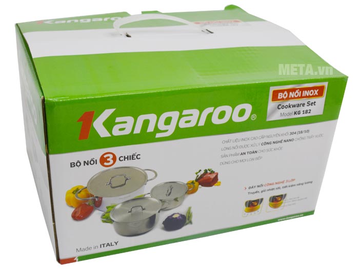 Bộ nồi Kangaroo KG182 có hộp đựng sang trọng 