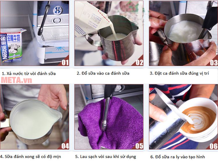 Hướng dẫn cách đánh sữa Cappuccino với máy pha cà phê Faema E98 Auto