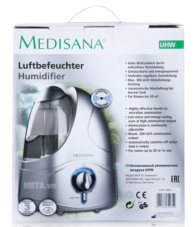 Hộp đựng của máy tạo độ ẩm trong phòng Medisana UHW