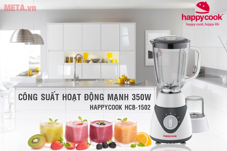 Máy xay sinh tố Happy Cook HCB-1502 hoạt động với công suất 350W.