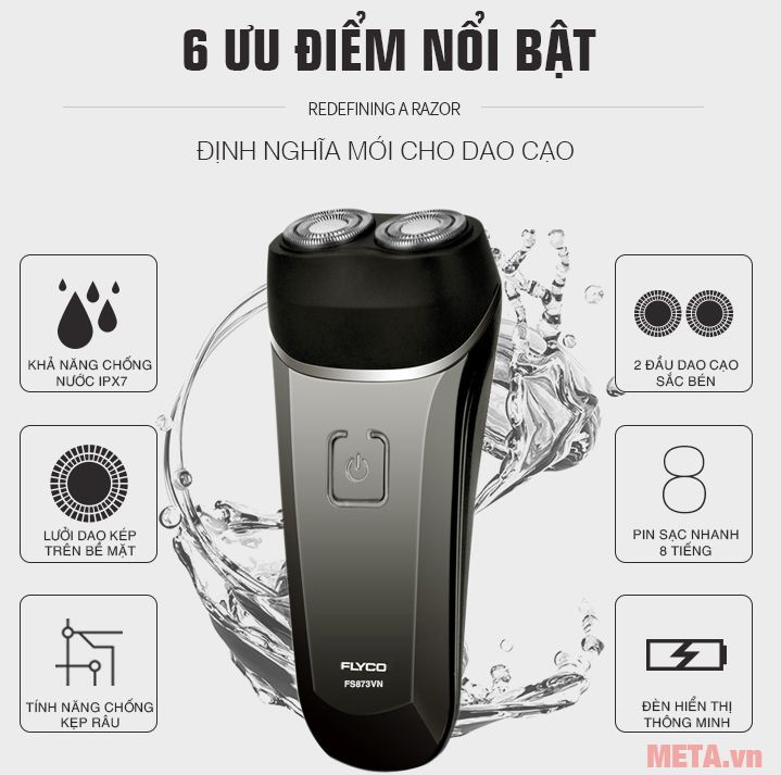 Máy cạo râu Flyco FS-873VN nhỏ gọn, dễ mang theo 