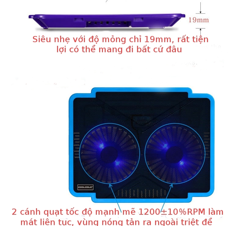 Đế tản nhiệt Thin Ice 1 - K17 Pro đầu tư 2 quạt cánh lớn, hỗ trợ làm mát tối đa