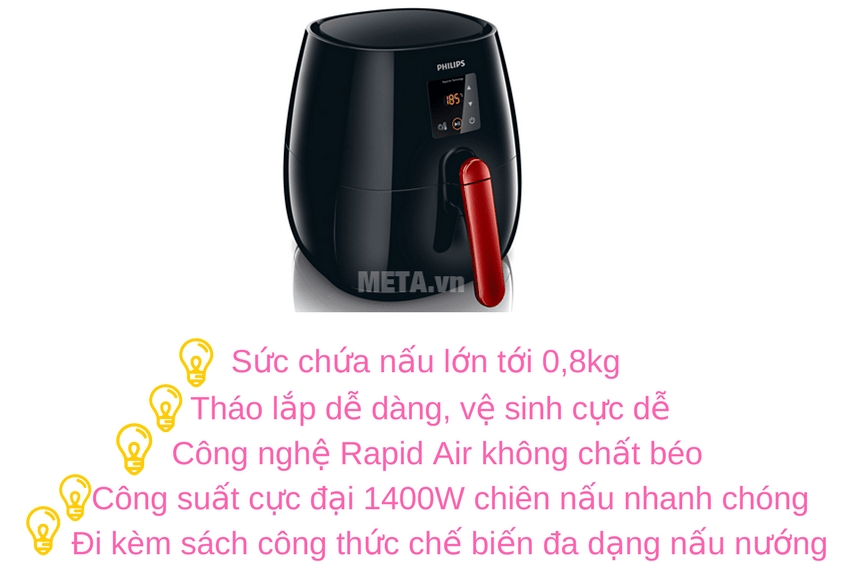 Nồi chiên không dầu Philips HD9238 ứng dụng công nghệ hiện đại