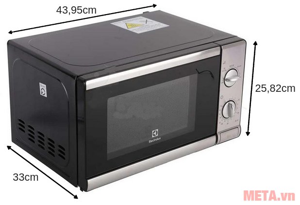 Kích thước của lò vi sóng Electrolux EMM2026MX 20 lít