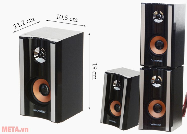 Kích thước loa vệ tinh SoundMax A8900