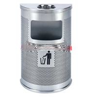 Thùng rác inox bán nguyệt có khay gạt tàn thuốc lá Vietbin A55