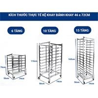 Kệ khay bánh, kệ inox để khay, xe hong bánh BR (khay 46cm x 72cm)