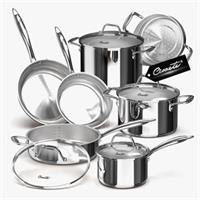 Bộ nồi inox cao cấp Ciwete 7 món SS0103-11PC NEW-SS (chảo inox)