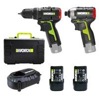 Combo máy khoan và máy vặn vít dùng pin 12V Worx WU920X (2 pin 2.0Ah, 1 sạc)