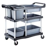 Xe đẩy dọn bàn nhựa khung nhôm có khay HT08174