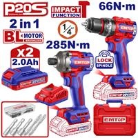 Combo máy khoan và máy bắn vít dùng pin 20V Emtop ECKL20277