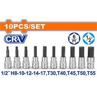Bộ 12 đầu tuýp 1/2 inch ra đầu vít lục giác, sao Wadfow WST1412