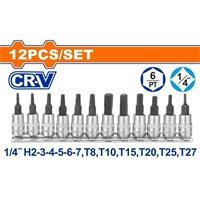 Bộ 12 đầu tuýp 1/4 inch ra đầu vít lục giác, sao Wadfow WST2414
