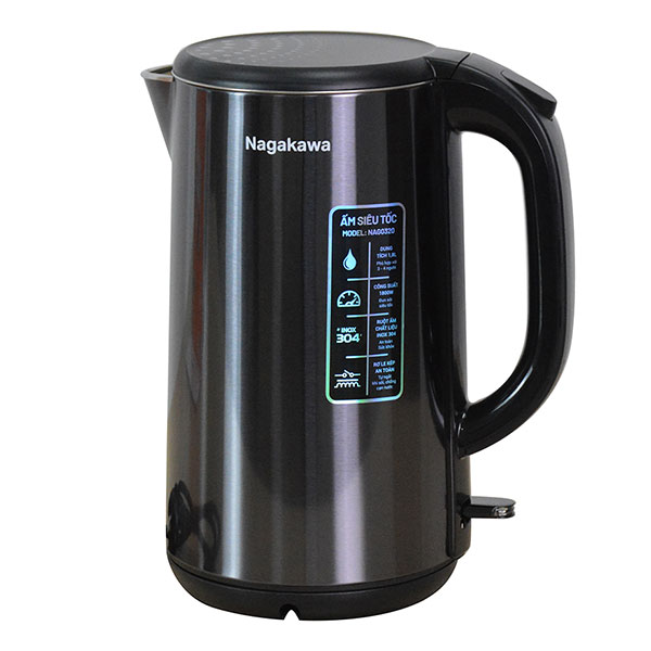 Ấm siêu tốc 2 lớp inox 304 Nagakawa NAG0320 (1.8 lít - 1.800W)