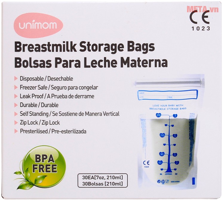 Túi trữ sữa không BPA Unimom UM870183 (60 túi - 210ml)