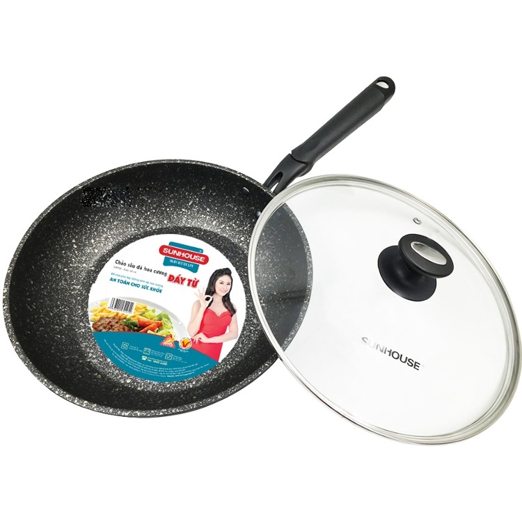 Chảo sâu đá hoa cương đáy từ Sunhouse SWP28