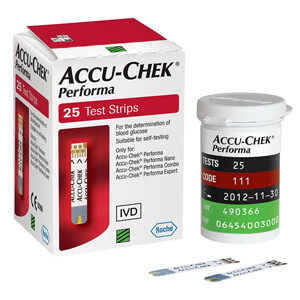 Que thử đường huyết Accu-Chek Performa (Hộp 25 que)