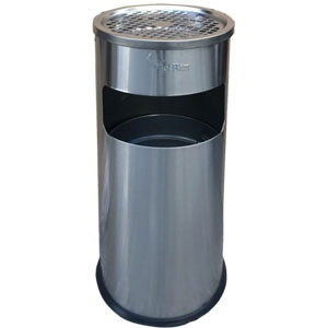 Thùng rác inox tròn có gạt tàn thuốc lá Vietbin VBA-35A