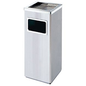 Thùng rác inox vuông có gạt tàn Paloca (240mm x 240mm x 620mm)
