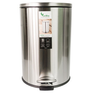 Thùng rác inox đạp chân cao cấp 20 lít Vietbin VB-087- 20L - chống vân tay