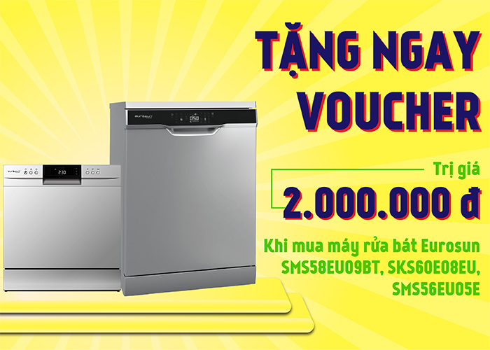 Mua máy rửa bát Eurosun tặng Voucher mua hàng trị giá 2.000.000đ Mua máy rửa bát Eurosun tặng Voucher mua hàng trị giá 2.000.000đ