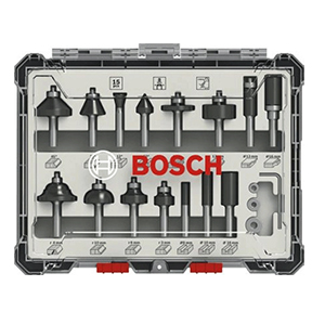 Bộ mũi phay thẳng và phay góc 15 món Bosch 2607017473