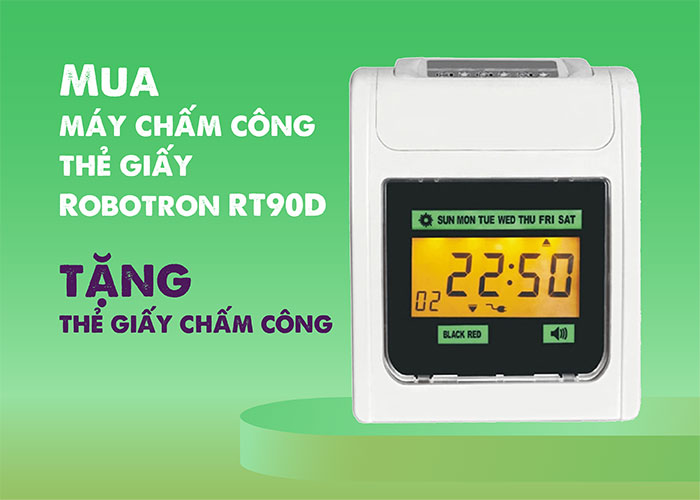 Tặng 100 thẻ giấy chấm công khi mua máy chấm công Robotron