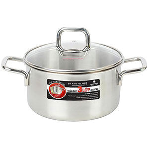 Nồi inox 3 lớp Happy cook Alvar nắp kính 24cm N24-ALVG