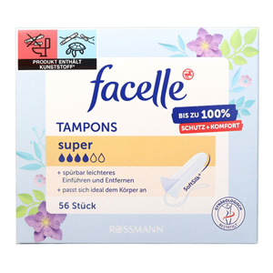 Tampon Facelle super 4 giọt 56 chiếc (Dùng cho ngày nhiều hơn bình thường)