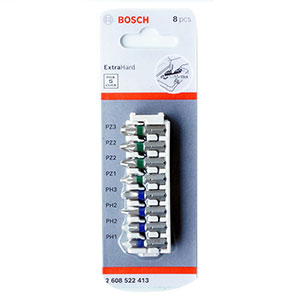 Bộ vặn vít extra hard 25mm đầu PH, PZ 8 món Bosch 2608522413