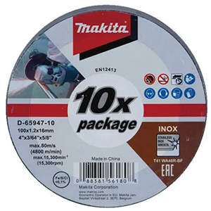 Đá cắt inox mỏng Makita D-65947-10 (10 cái/bộ)