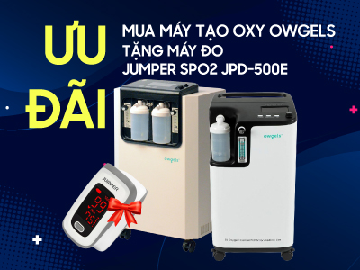 Tặng máy đo nồng độ oxy Jumper JPD-500E khi mua máy tạo oxy Owgels