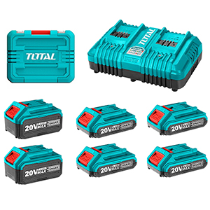 Bộ 7 pin và sạc Lithium-ion 20V Total TOSLI230701 (6 pin, 1 sạc)