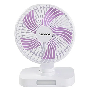 Quạt sạc Nanoco NRF6219W (15cm, 6W, có xoay, đèn)