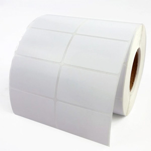 Giấy decal nhiệt in tem nhãn khổ 50x30mm, 2 tem/hàng, cuộn 50m
