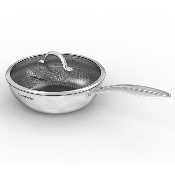 Chảo xào inox liền đáy Hybrid Sunhouse IN26M8VK